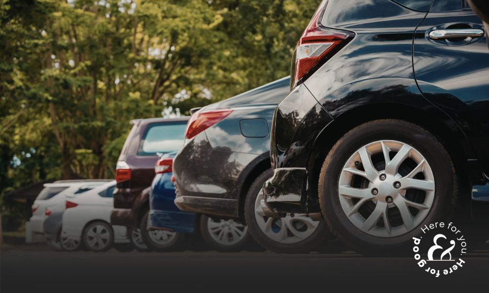 Car accident in a parking lot