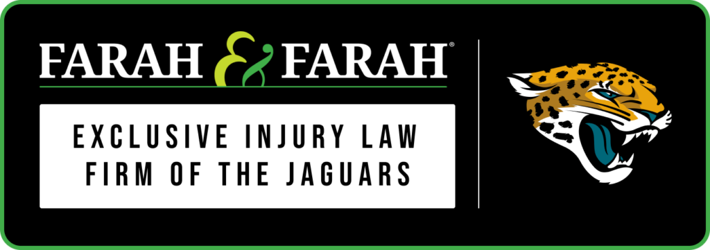 Image of Jacksonville Jaguars and Farah & Farah logos - Jacksonville personal injury lawyers
