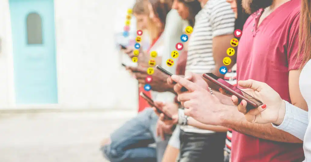 Millennial friends using mobile phones - Young people addiction