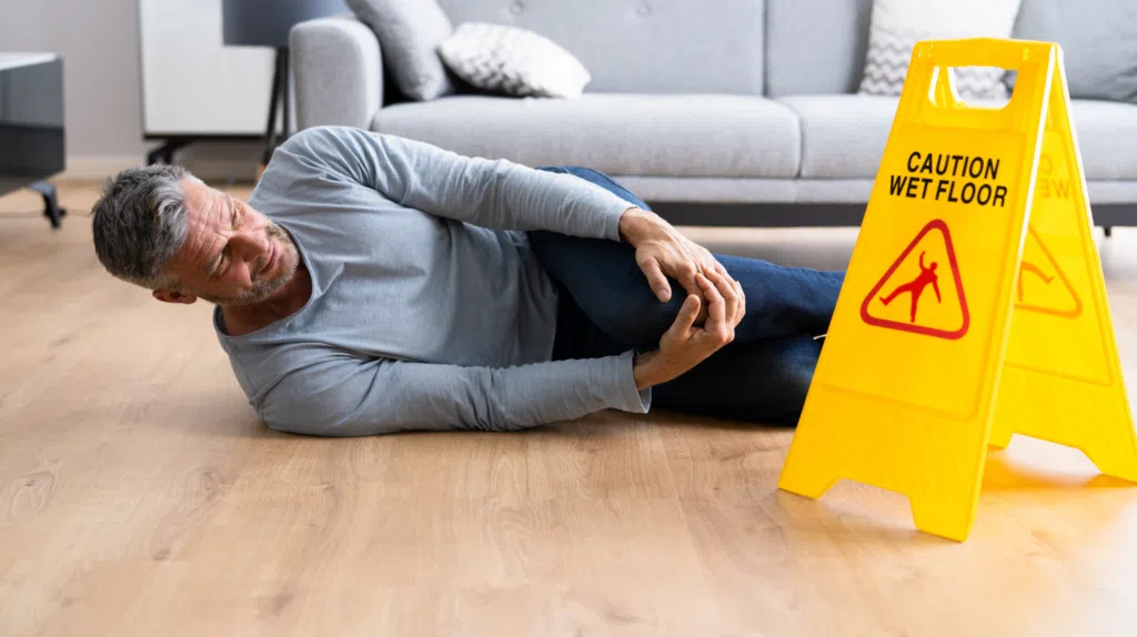 A man slipped and fell on the floor