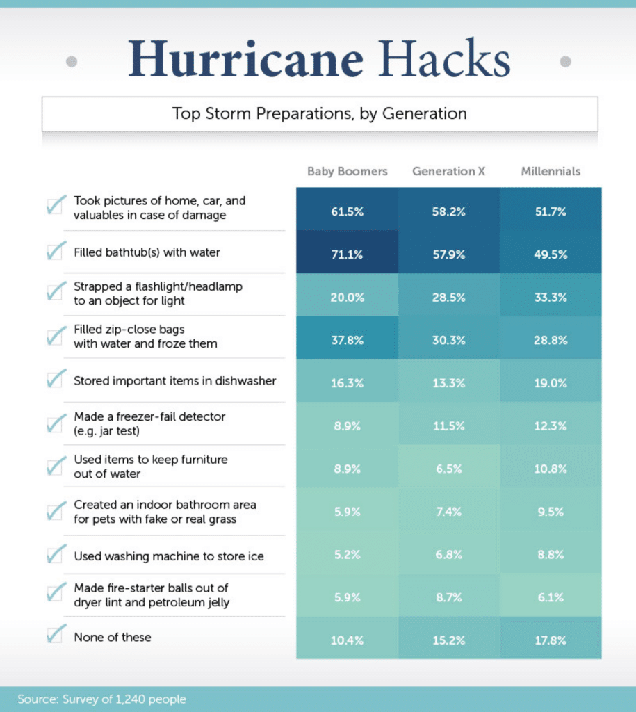 infograph about hurricane hacks