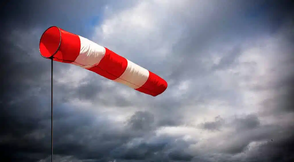 hurricane flag with dark skies
