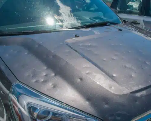 a dented vehicle