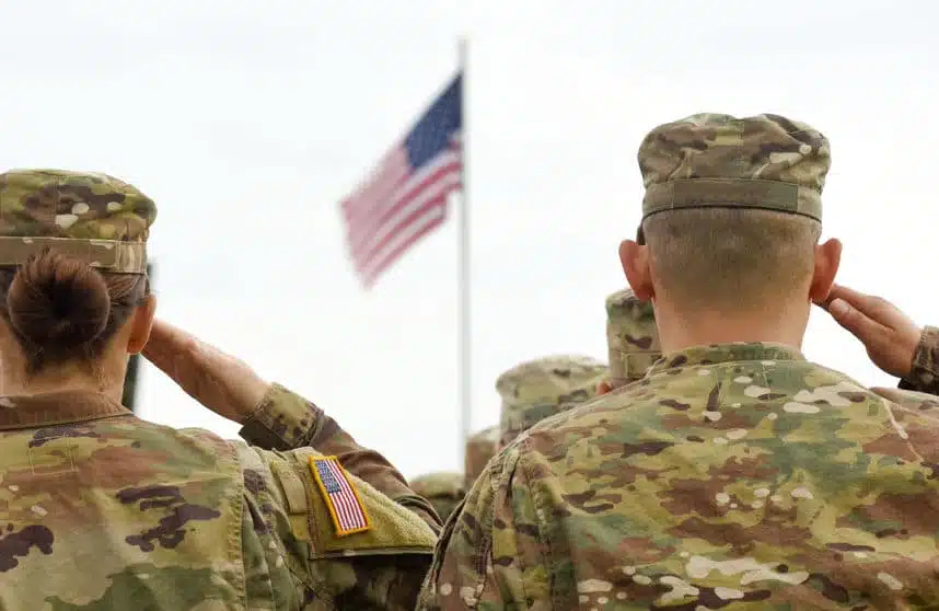 soldiers taking a salute