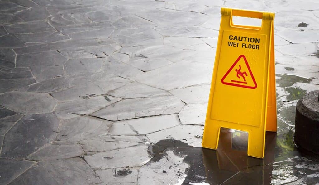 A wet floor caution