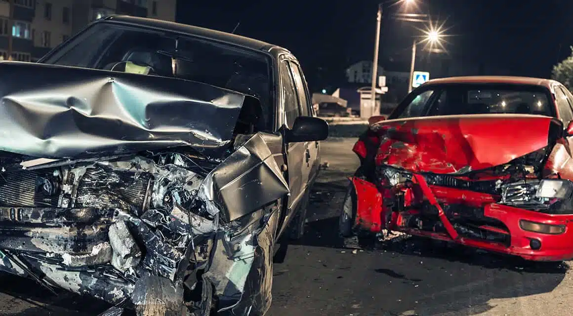 Two accident vehicles