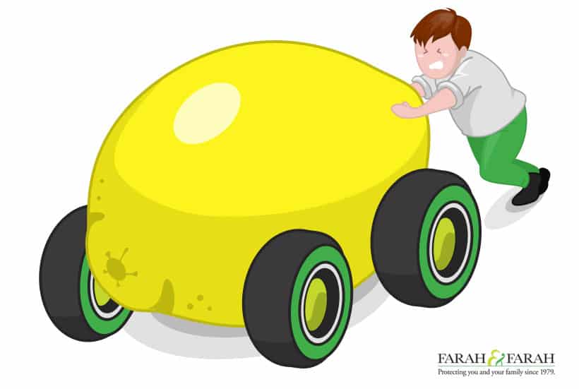 lemon car pushed with Farah & Farah branding
