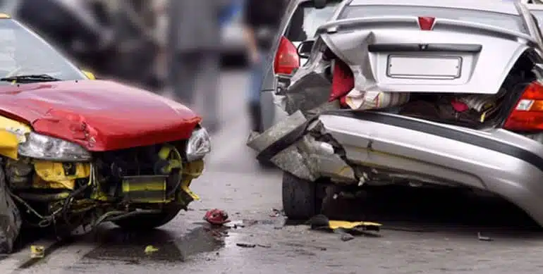 Two accident vehicles
