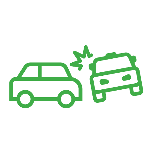 green icon of car accident scene