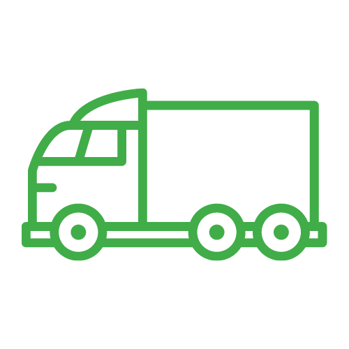 green icon of large truck with trailer