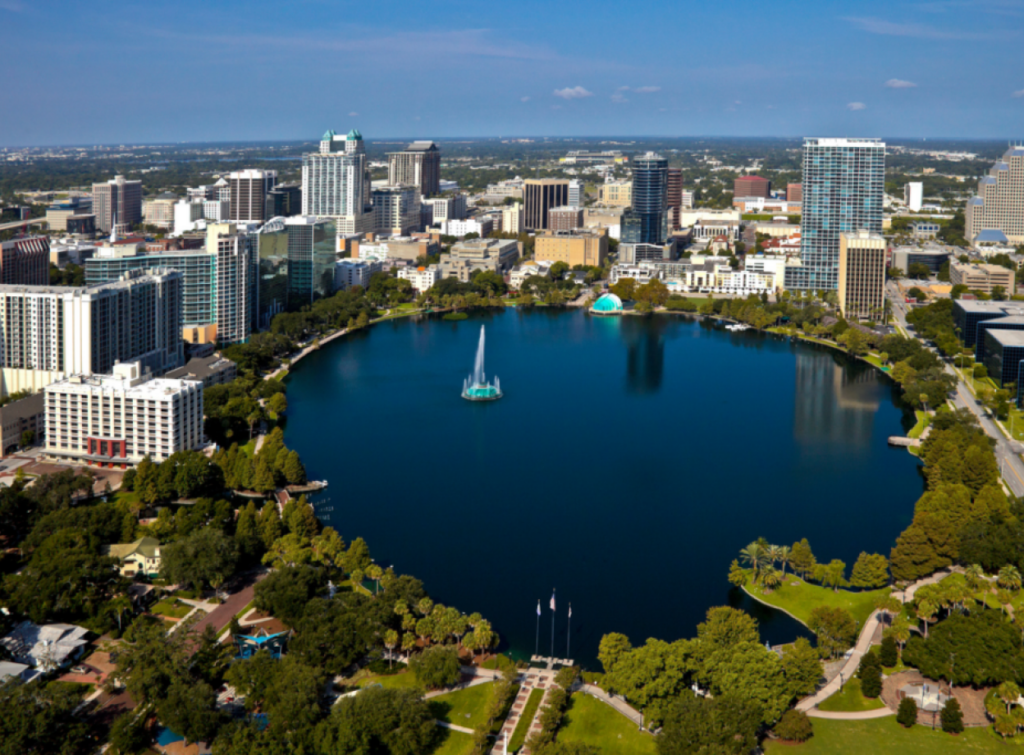 Aerial view of the city of Orlando