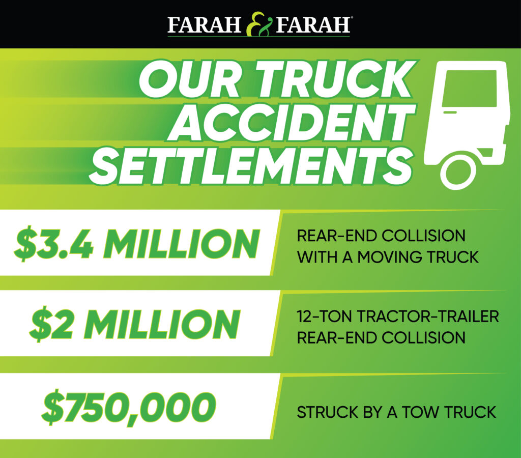 three truck accident settlements from St. Augustine truck accident lawyers at Farah & Farah