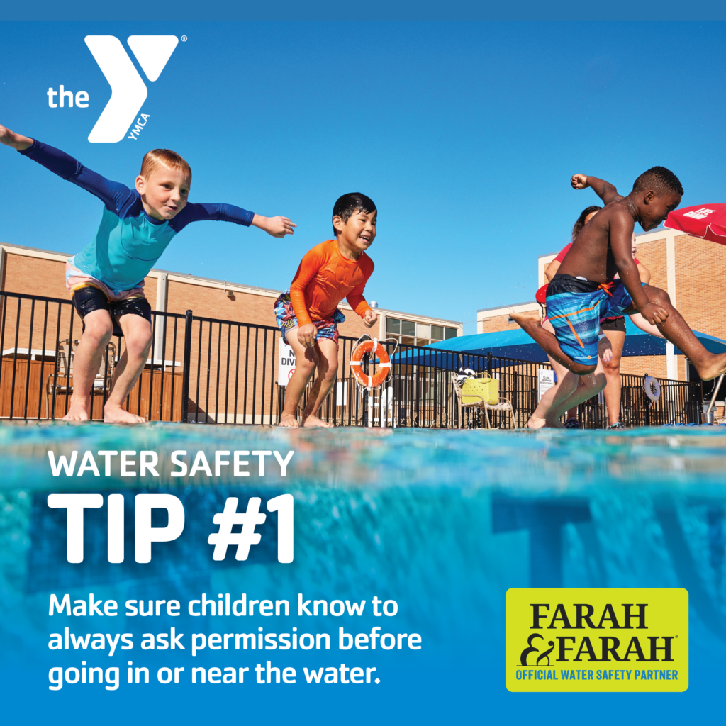 children playing in a pool at the YMCA as part of the Water Safety Program