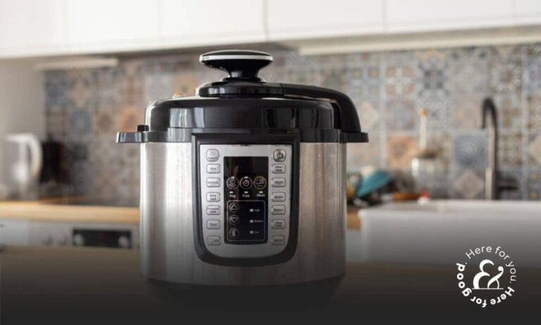 a modern pressure cooker on a countertop in a kitchen