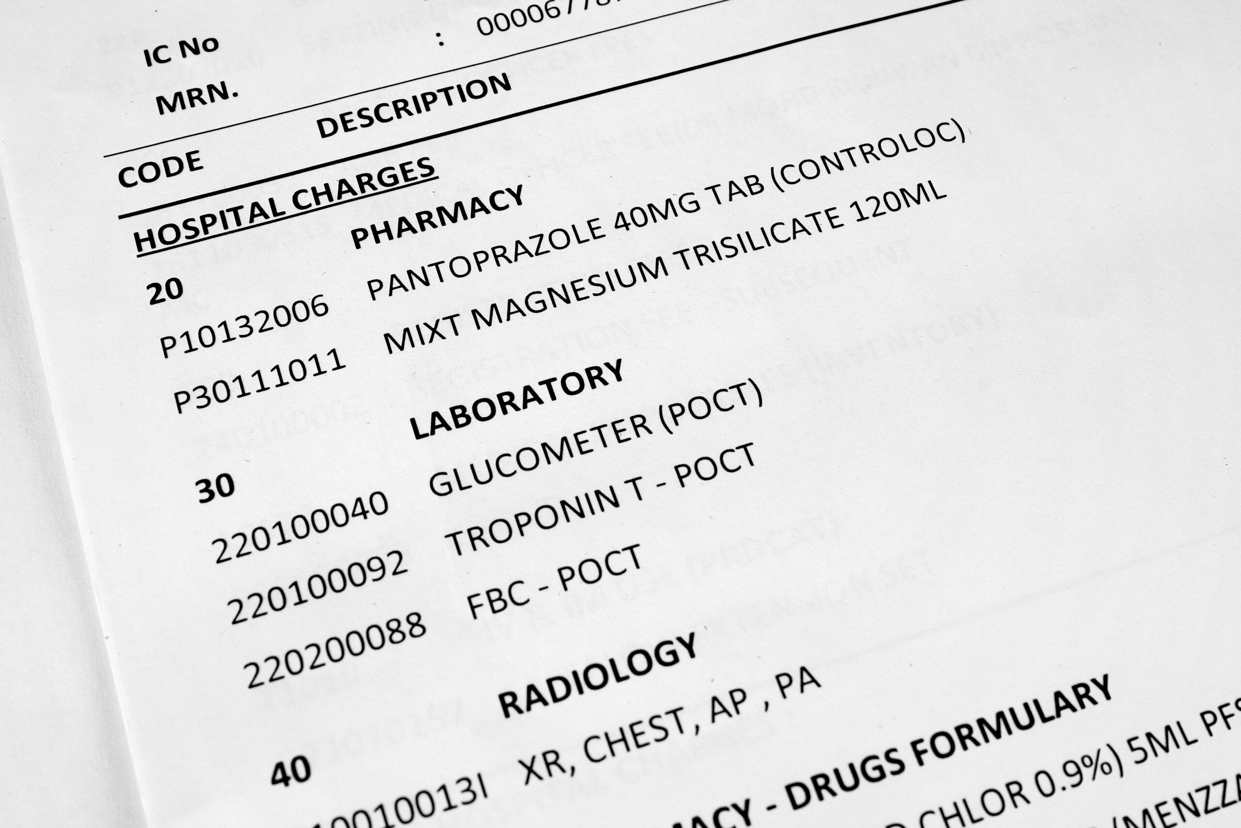 itemized hospital bill for a personal injury case