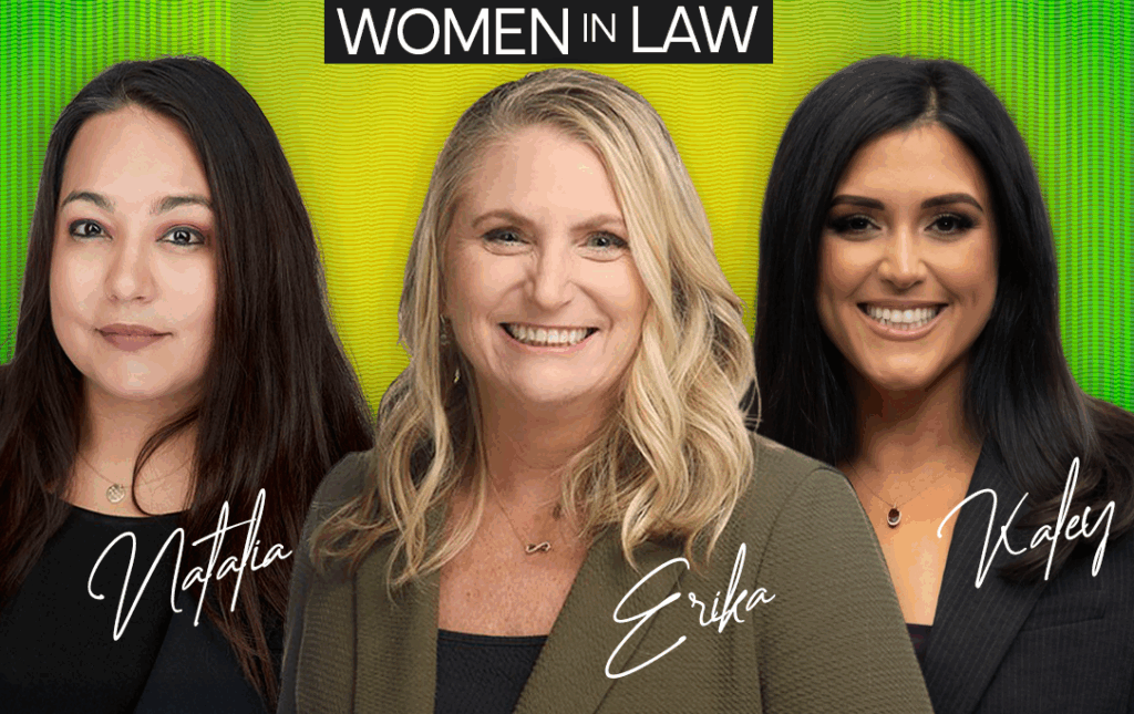 Farah & Farah attorneys Erika Brenneman, Natalia Hawkesworth, and Kaley Dreyer who were featured in Attorney at Law magazine's 'Women in Law' special edition
