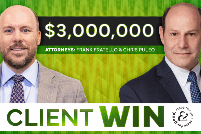 Personal Injury Attorney Frank Fratello and Workers' Compensation Attorney Chris Puleo win $3 million for a car accident client