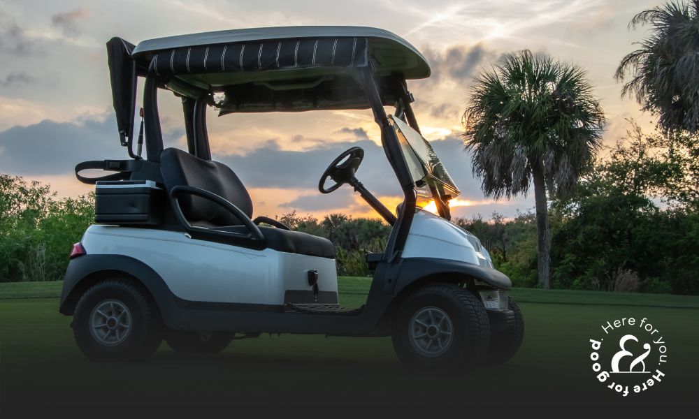 Golf cart on a golf field