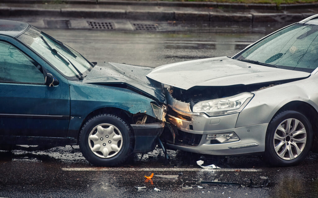 a car accident on wet roads in Jacksonville, Florida