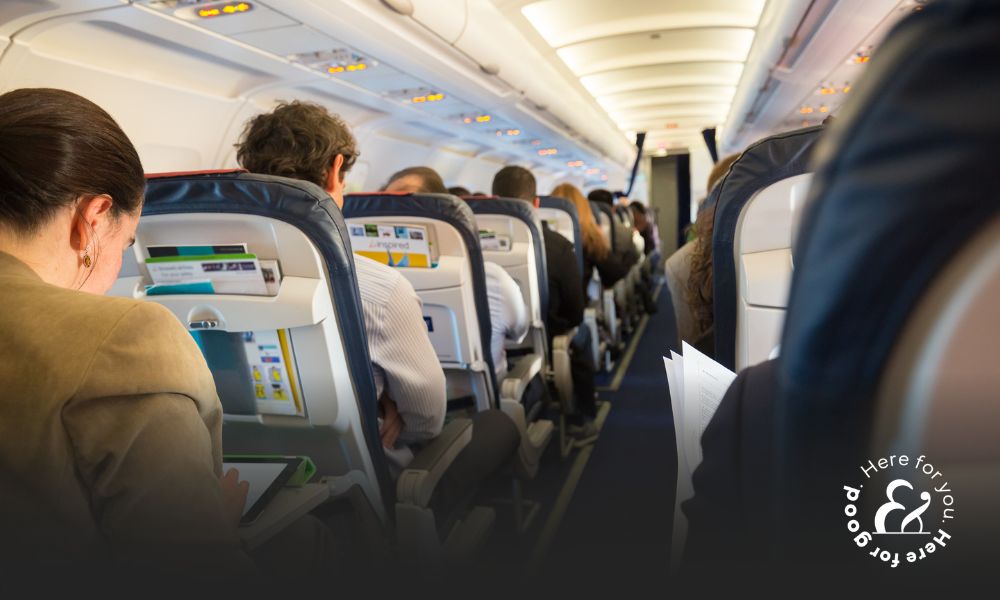 Passengers sitting in an airplane