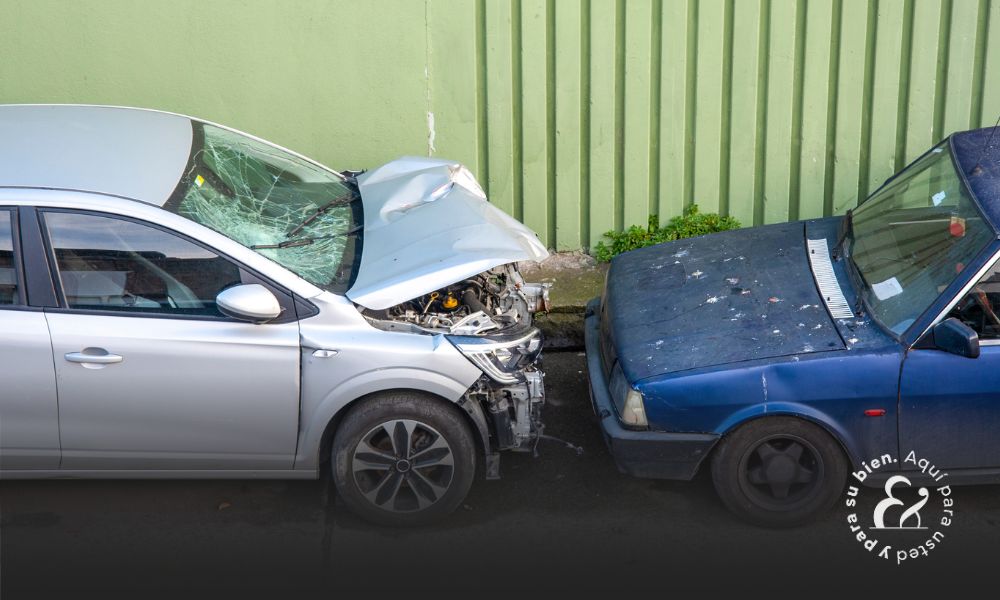 two cars wrecked after an accident