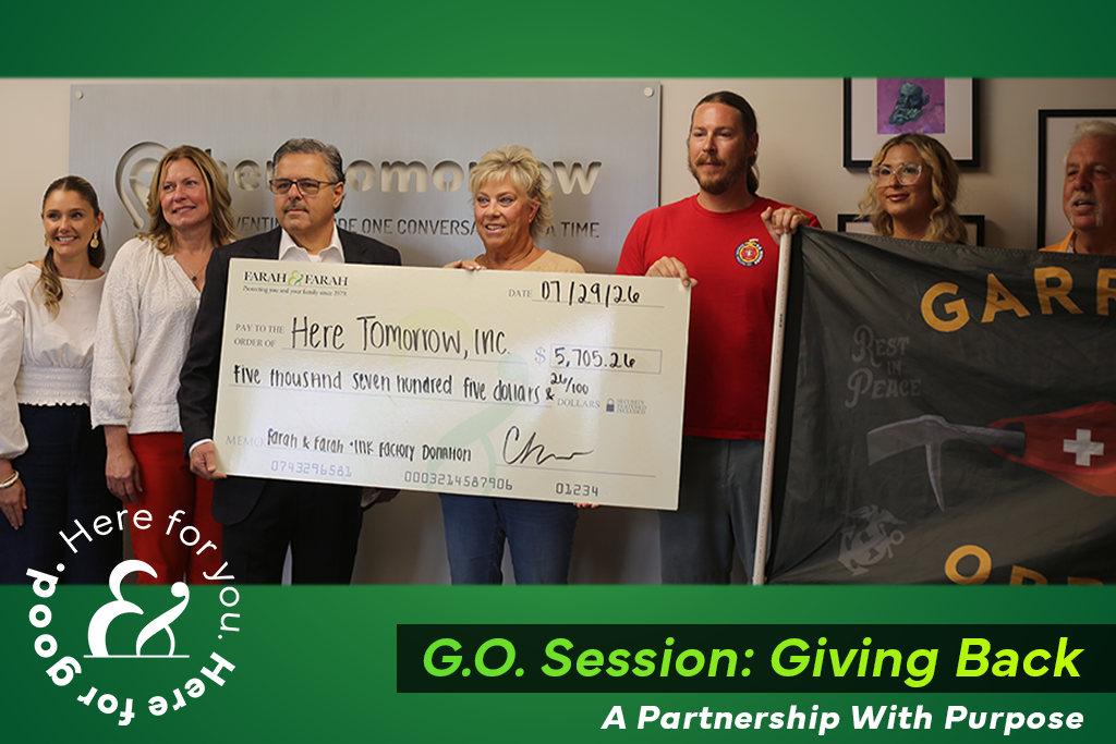 Farah & Farah donates to Here Tomorrow Jacksonville during G.O. Session with INK Factory Brewing to serve the Jacksonville community
